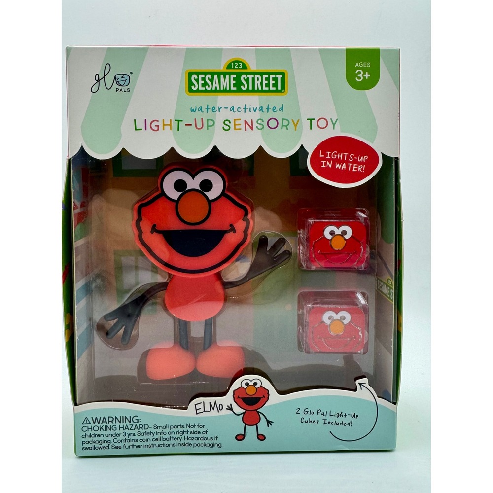 Glo Pals Sesame Street Elmo Light-Up Sensory Water Bath Toy Red New in Box